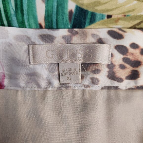 Guess Sz 10 Maxi Skirt Dora Scarf Print Jungle Tropical Side Slit NWOT Read - Picture 6 of 9